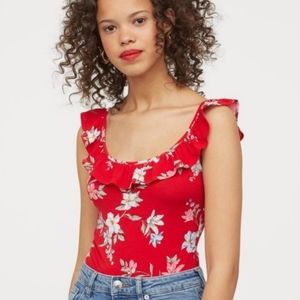 H&M red floral bodysuit